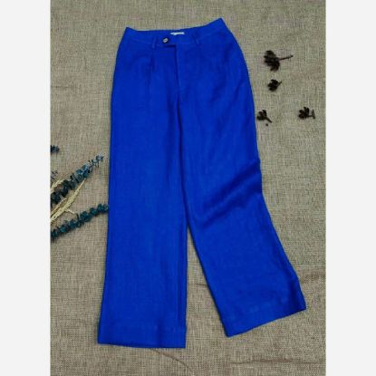 Ảnh của Quần dài 1 ly linen tưng xanh coban