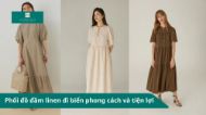 Phối đồ đầm linen đi biển phong cách
