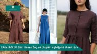 Cách phối đồ đầm linen công sở 