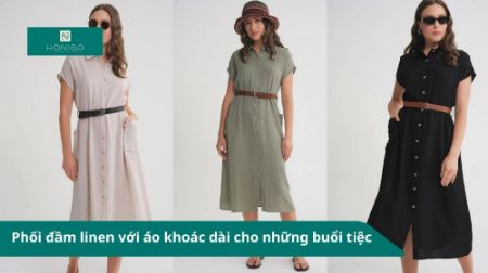 Phối đầm linen với áo khoác dài cho những buổi tiệc 